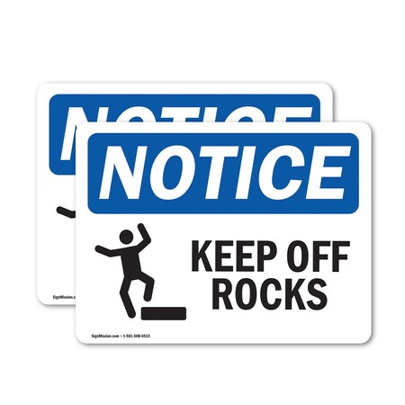 Signmission Keep Off Rocks Sign, Vinyl Decal, 18in W x 12in L, 2PK OS-2PACK-NS-D-1218-L-13828